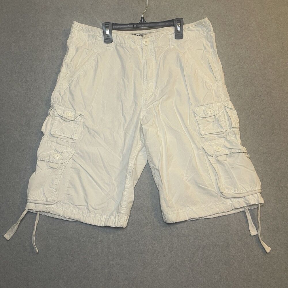 ECKO UNLTD. Men's White Cotton Cargo Shorts Y2K 2000s Baggy Skater Vintage